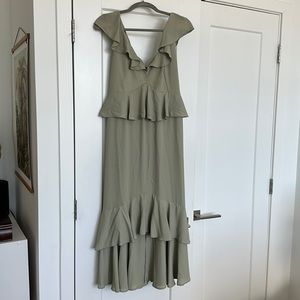 show me your mumu reece dress-moss green crisp